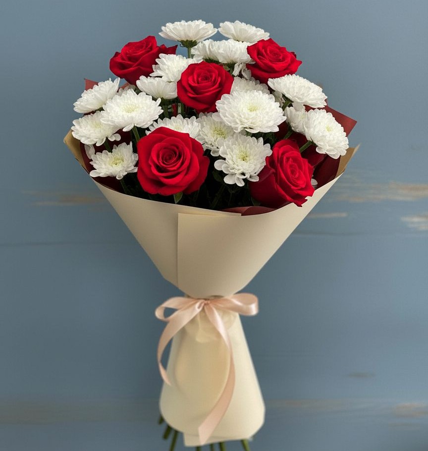 Букет цветов из: Розы и Хризантемы в Новоалександровске