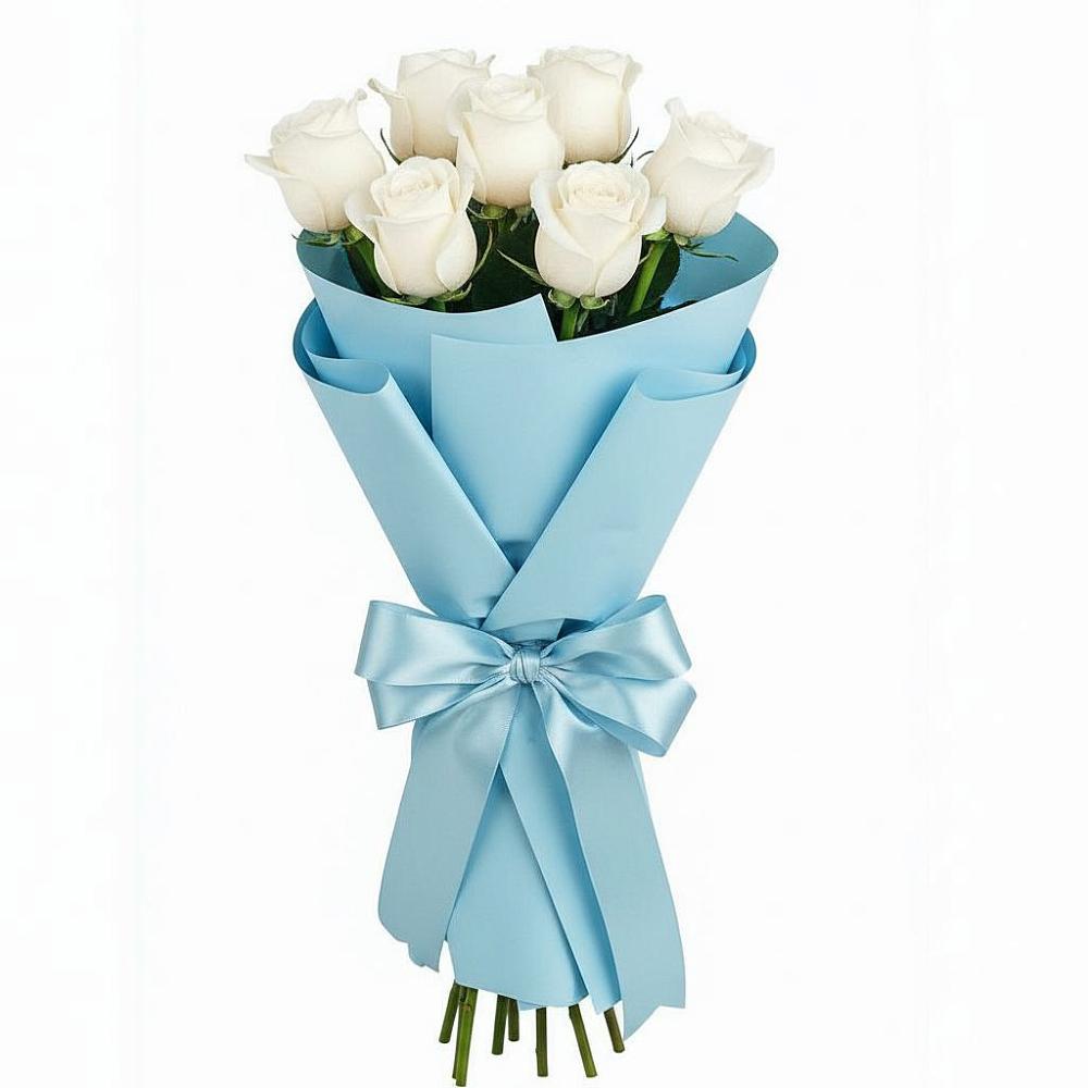 Букет 7 белых роз Проуд в Новоалександровске