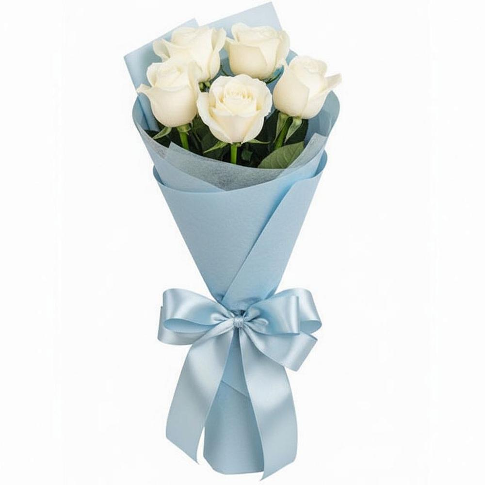 Букет 5 Белых роз Проуд в Новоалександровске