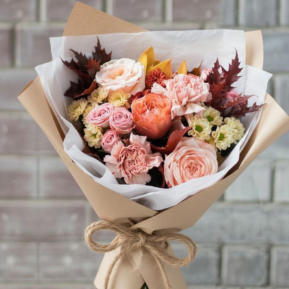 Букет цветов из: Гвоздики, Хризантемы и Розы в Новоалександровске