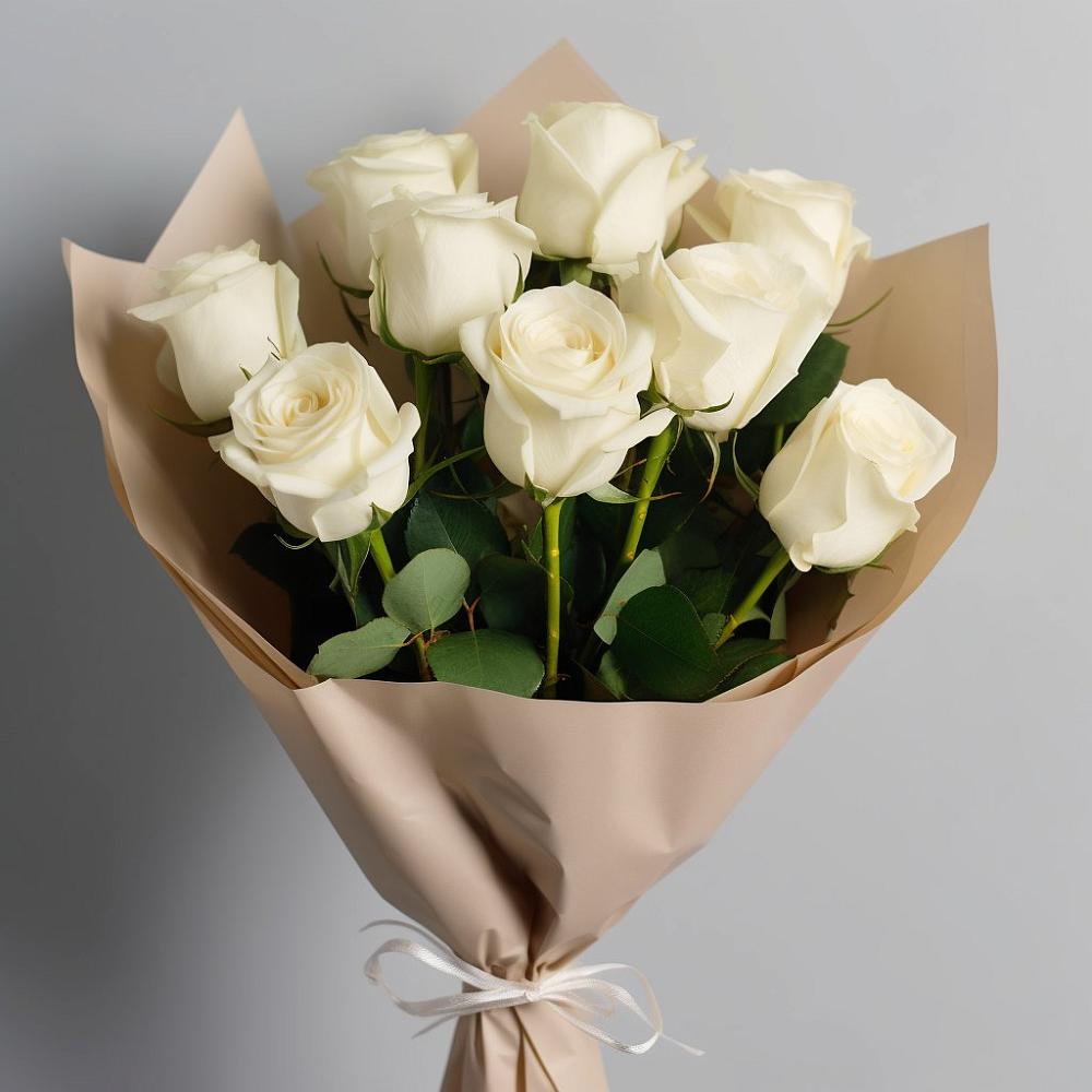 Букет 9 Белых роз Эдлесс Лав в Новоалександровске