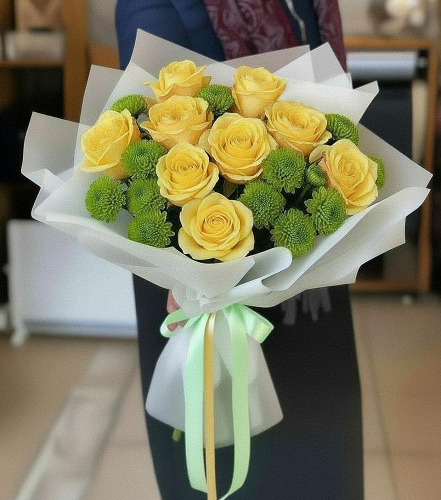 Букет цветов из: Хризантемы и Розы в Новоалександровске