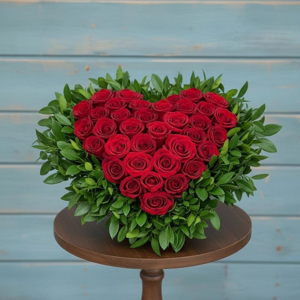 Цветочная композиция из Розы в виде сердца в Новоалександровске