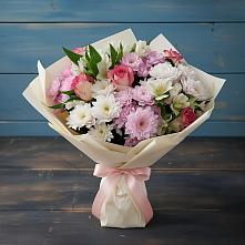 Букет цветов из:  Хризантемы, Альстромерии и Розы в Новоалександровске