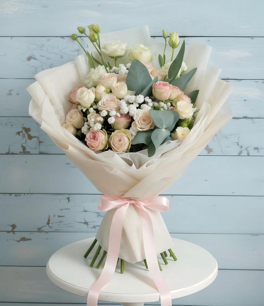 Букет цветов из: Розы и Лизиантусы в Новоалександровске