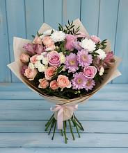 Букет цветов из:  Хризантемы, Розы и Альстромерии в Новоалександровске