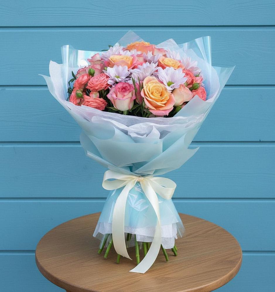 Букет цветов из: Хризантемы и Розы в Новоалександровске