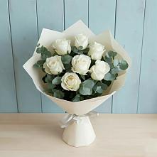 Букет Белые розы в Эвкалипте #REPLACE_PRED# Новоалександровске